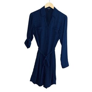 Express Geometric Blue Long Sleeve Shirt Dress Size M‎